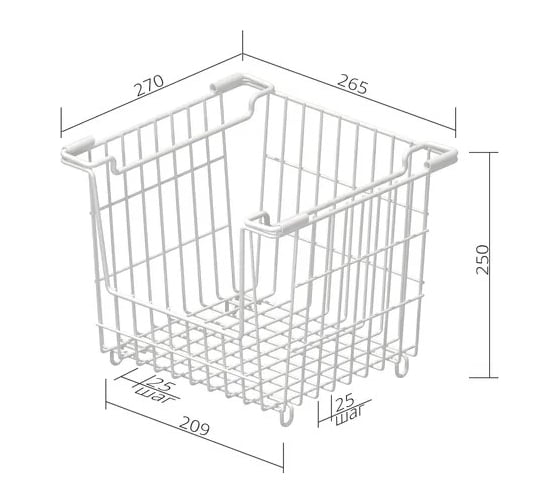 Штабелируемая корзина для хранения овощей ПК МАГС EASY-SYSTEM 265x270x250 цвет белый матовый с ценником VH39-50 СКЛ07-00021