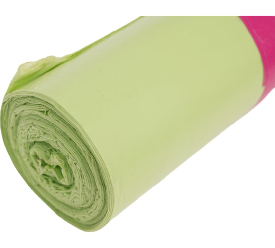 Мешки для мусора Fun Clean 60 л, 15 шт., салатные, суперпрочные, с тесьмой для затягивания 16752