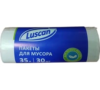 Мешки для мусора 35 л, белые, пнд, 6 мкм, в рулоне 30 шт, 48x55 см Luscan 1694307