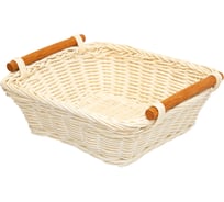 Корзина настольная квадратная с ручками "Белый ротанг" Natural House, Д200 Ш200 В85, белый DC13