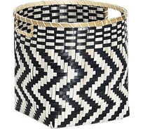 Корзина стеллажная с ручками "Зигзаг" Natural House, Д350 Ш350 В300, черный, белый DC15M