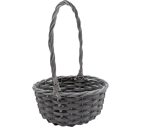 Подарочная корзина c ручкой Natural House круглая, 24x24x12 см, графит ZX-02M