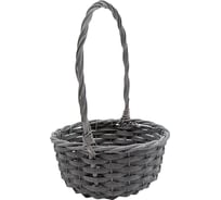 Корзина подарочная c ручкой круглая Natural House, Д300 Ш300 В140, графит ZX-02L