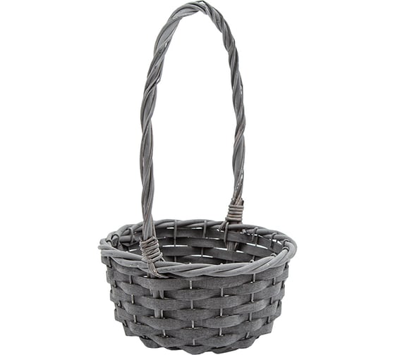 Подарочная корзина c ручкой Natural House круглая, 19x19x10 см, графит ZX-02S 1