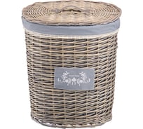 Корзина бельевая овальная "Лён" Natural House, Д390 Ш270 В450, серый EW-18 M