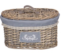 Корзина бельевая овальная "Лён" Natural House, Д300 Ш210 В170, серый EW-16 S