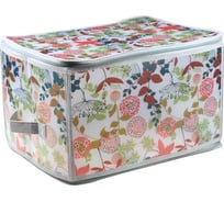 Складной короб на молнии HANDY HOME лето, 400х300х250, серый с цветами ESH05 L