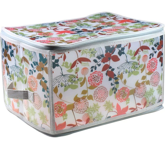 Складной короб на молнии HANDY HOME лето, 400х300х250, серый с цветами ESH05 L 1