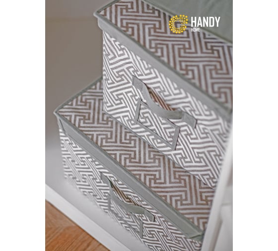 Короб для хранения HANDY HOME орнамент, 500х400х250, серый UC-202