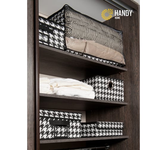 Кофр для хранения HANDY HOME пепита, 600х450х30, черно-белый UC-47