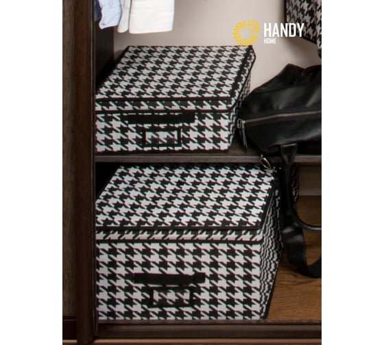 Короб для хранения HANDY HOME пепита, 500х400х250, черно-белый UC-51