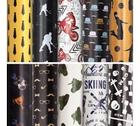 Упаковочная бумага ЗОЛОТАЯ СКАЗКА For Men, 70x100 см, 10 дизайнов ассорти 591914