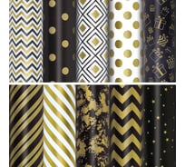 Упаковочная бумага ЗОЛОТАЯ СКАЗКА Golden pattern, 70x100 см, 10 дизайнов ассорти 591912