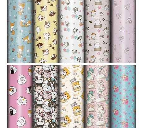 Упаковочная бумага Funny Animals Золотая сказка, 70x100 см, 10 дизайнов ассорти 50 шт 591917