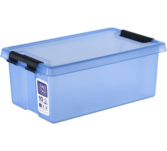 Ящик п/п Rox Box 400х235х155 10л. с крышкой на клипсах цв. прозрачно-голубой 28554
