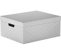Складная коробка для хранения с крышкой HANDY HOME орнамент 280х370х180 мм, серая RUU-12