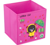 Кофр с аппликацией черный кот HANDY HOME 300х300х300 мм, розовый UC-114