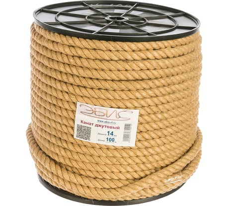 Джутовый канат, катушка, 14мм х 100м Эбис 00142