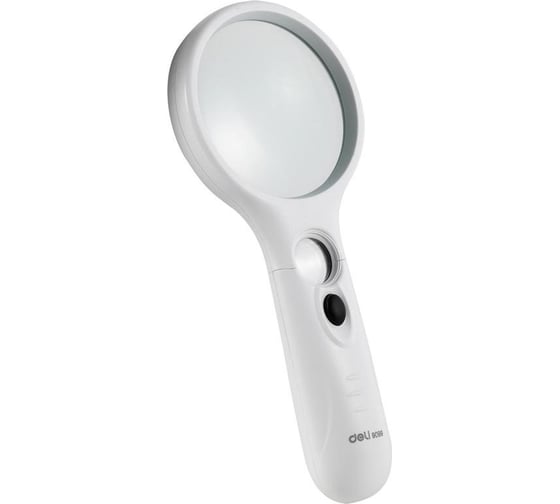 Офисная лупа DELI e9099 pro d 75 мм, x3 (х11), led подсветка, белый, упаковка блистер 13623 1605480