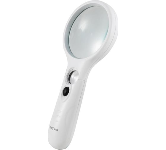 Офисная лупа DELI e9099 pro d 75 мм, x3 (х11), led подсветка, белый, упаковка блистер 13623 1605480
