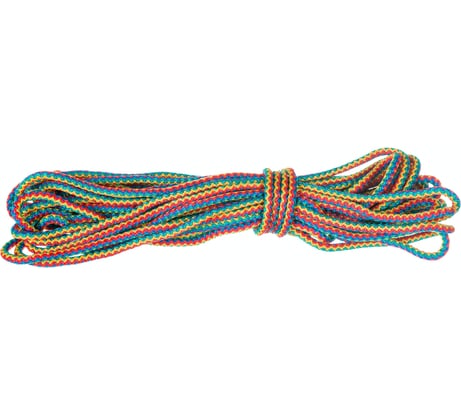 Вязаный полипропиленовый шнур с сердечником 8мм, 20м, 140-150кгс СИБРТЕХ Радуга Россия 93955