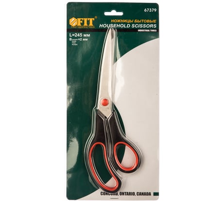 Бытовые ножницы FIT IT лезвие 2мм, пластик. ручка 245мм 67379