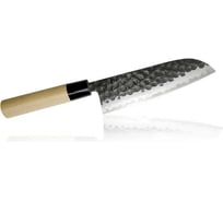 Кухонный нож TOJIRO сантоку hammered finish, длина лезвия 170 мм, сталь vg-10, 3 слоя, рукоять магнолия F-1112