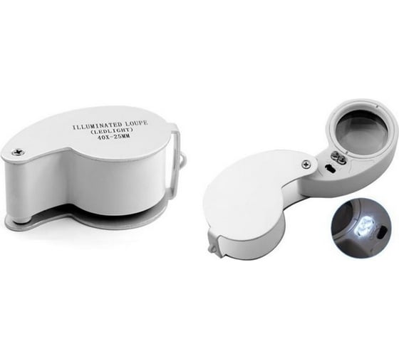 Ювелирная лупа Pro Legend 40х-25мм, с подсветкой, 2 LED PL4455
