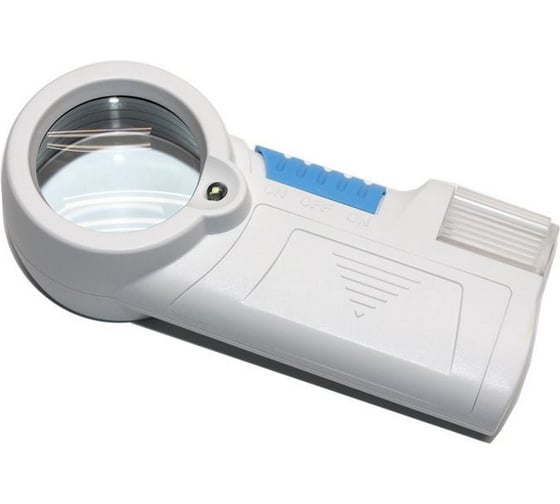 Ручная круглая лупа Pro Legend 12х, 38 мм, с фонариком и подсветкой, 1 LED, белая PL4450