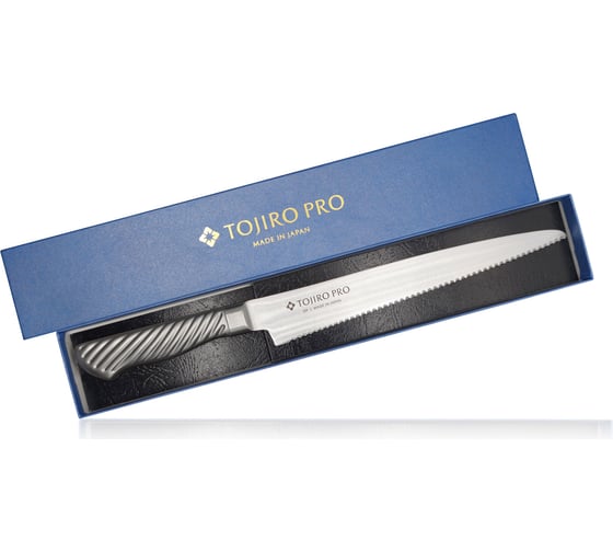 Кухонный хлебный нож TOJIRO pro, длина лезвия 24 см, нержавеющая сталь, серрейтор F-629