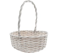 Подарочная корзина c ручкой Natural House овальная, 340х250х140, белый ZX-03L