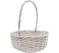 Подарочная корзина c ручкой Natural House овальная, 290х200х120, белый ZX-03M