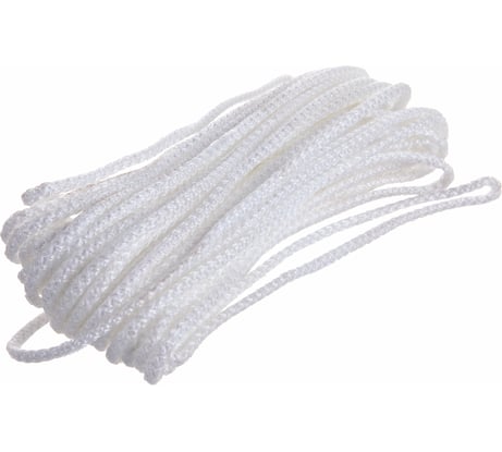 Вязаный полипропиленовый шнур с сердечником, белый, длина 20м, диаметр 6мм СИБИН 50256