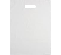 Пакет с вырубной ручкой ООО Комус пвд 30x40, 45 мкм, белый, без донной складки, 1200 штук в упаковке 1682223