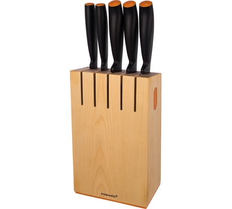 Набор ножей в деревянном блоке Fiskars FF 5шт 1014211