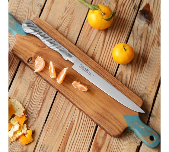 Кухонный нож для тонкой нарезки TOJIRO service knife длина лезвия 190 мм, сталь мо-v, рукоять сталь FD-704