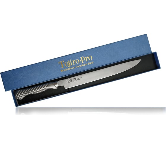 Кухонный сверхгибкий сервисный нож TOJIRO knife, длина лезвия 190 мм, сталь мо-v, рукоять нержавеющая сталь FD-705