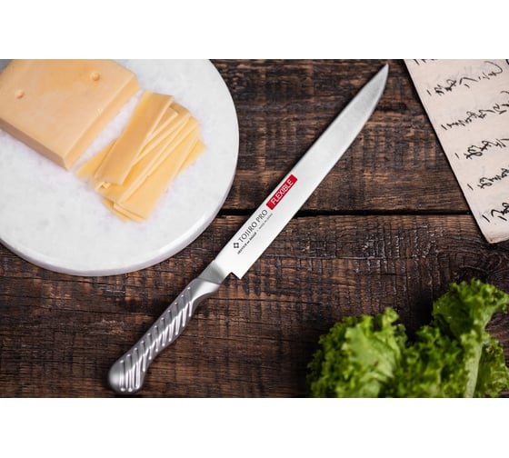 Кухонный сверхгибкий сервисный нож TOJIRO knife, длина лезвия 190 мм, сталь мо-v, рукоять нержавеющая сталь FD-705