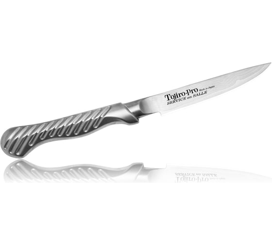 Универсальный кухонный нож TOJIRO service knife, длина лезвия 90 мм, сталь vg-10, 37 слоев, рукоять сталь FD-701