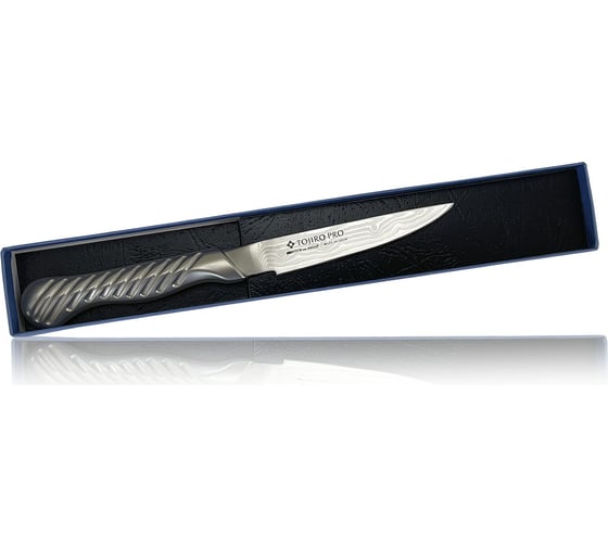 Универсальный кухонный нож TOJIRO service knife, длина лезвия 90 мм, сталь vg-10, 37 слоев, рукоять сталь FD-701