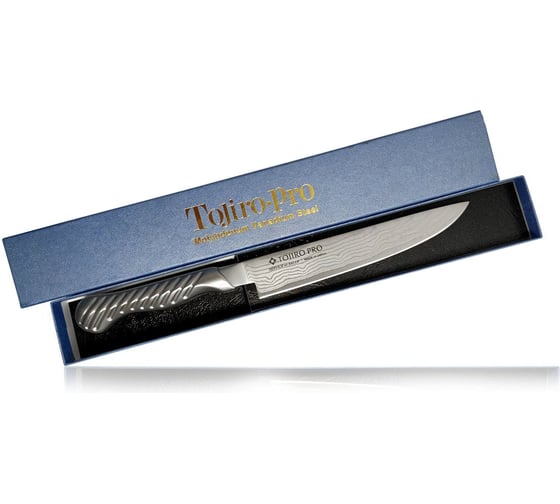 Универсальный кухонный нож TOJIRO service knife, длина лезвия 150 мм, сталь vg-10, 37 слоев, рукоять сталь FD-703