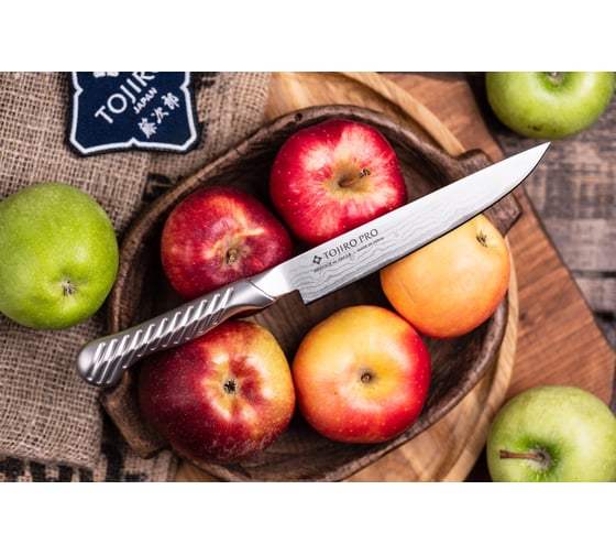 Универсальный кухонный нож TOJIRO service knife, длина лезвия 150 мм, сталь vg-10, 37 слоев, рукоять сталь FD-703