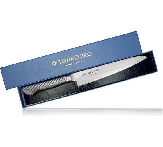 Универсальный кухонный нож TOJIRO pro, длина лезвия 150 мм, сталь vg10, 3 слоя, рукоять сталь F-884