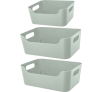 Набор корзинок Econova scandi 3 шт., 1.2 л, 2x3.1 л, зеленый флэк 43420443622