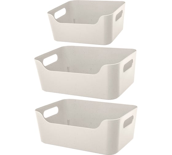 Набор корзинок Econova scandi 3 шт., 1.2 л, 2x3.1 л, бежевый флэк 43420443522