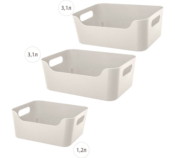 Набор корзинок Econova scandi 3 шт., 1.2 л, 2x3.1 л, бежевый флэк 43420443522