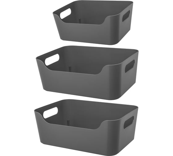 Набор корзинок Econova scandi 3 шт., 1.2 л, 2x3.1 л, серый 43420441122 1