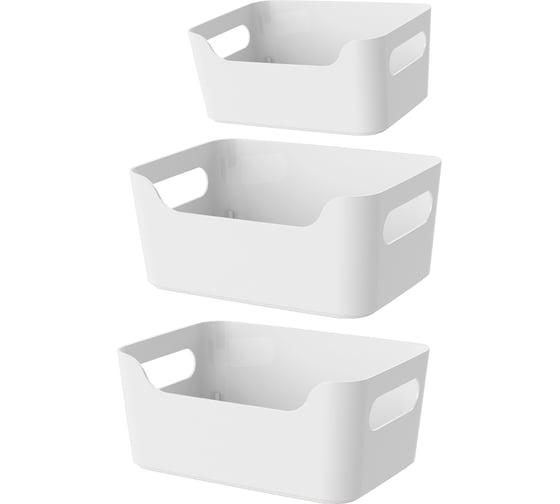 Набор корзинок Econova scandi 3 шт., 1.2 л, 2x3.1 л, белый 43420441622 1