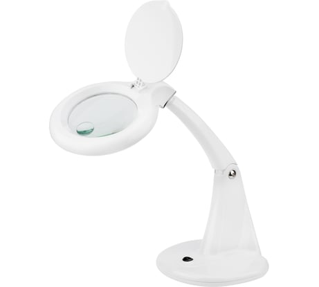 Малая настольная лупа REXANT 3Х +доп.12Х с подсветкой 60 LED, белая 31-0243