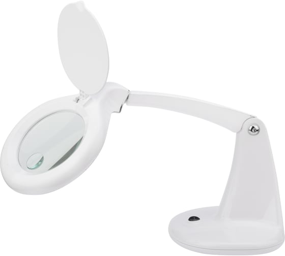 Малая настольная лупа REXANT 3Х +доп.12Х с подсветкой 60 LED, белая 31-0243